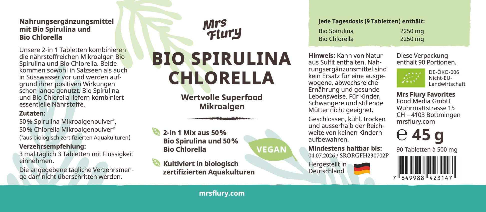 Bio Spirulina & Bio Chlorella Tabletten